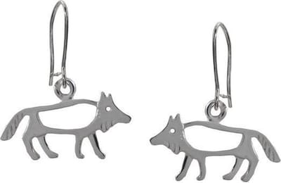 Oorbellen, hang, Kleine zilveren wolf