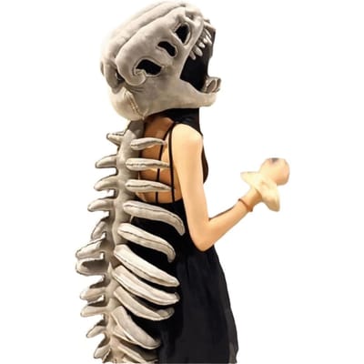Exoskelet Ontwerp Dinosaurus Skelet Masker Draagbaar Dinosaurus Kostuum Kinderen Creatief Speelgoed Makkelijk Te Dragen beige