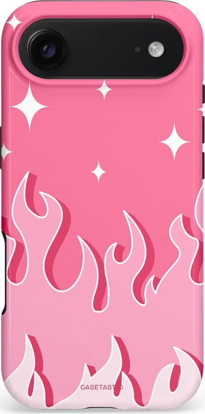 Casetastic hoesje geschikt voor Apple iPhone Air - MagSafe - Dubbellaagse bescherming - Roze Vlammen - Fashion Case - Koraal Lichtroze Wit