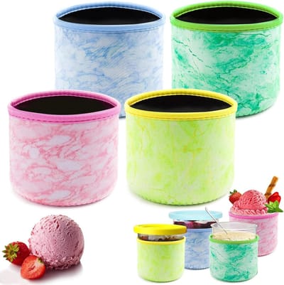 Set van 4 Neopreen IJscontainers voor Ninja Creami - Geschikt voor NC301, NC300 en NC299AMZ (473ml)
