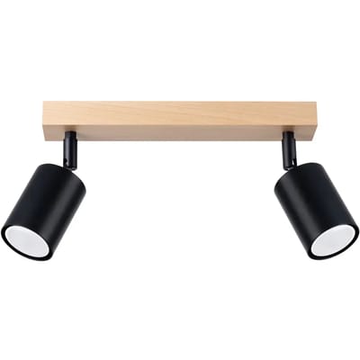 Sollux Lighting Plafondlamp Verdo - GU10 - zwart hout - staal/hout - 17.5x46x30cm