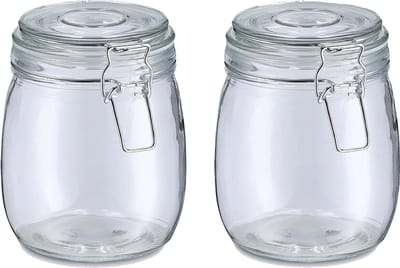 Zeller Voorraadpot/bewaarpot Alfie - 2x - 750 ml - glas - beugelsluiting - D11 x H14 cm