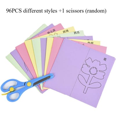 96 Stuks Kinderen Cartoon DIY Kleurrijk Papier Knip Vouw Speelgoed Kinderen Knutselen Dier Handwerk Papier Kunst Leren Educatief Speelgoed pink