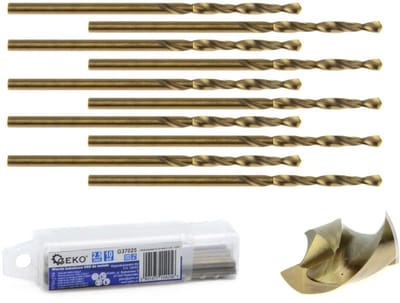 GEKO Metaalboor - HSS M35 - 5% Kobalt - 2,5 mm - Hoge Warmtebestendigheid - 10 stuks