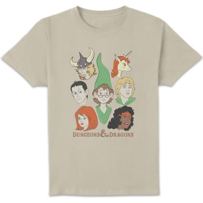 Dungeons & Dragons D&D Cartoon The Party Unisex T-Shirt - Wit Vintage Wash - S - White Vintage Wash