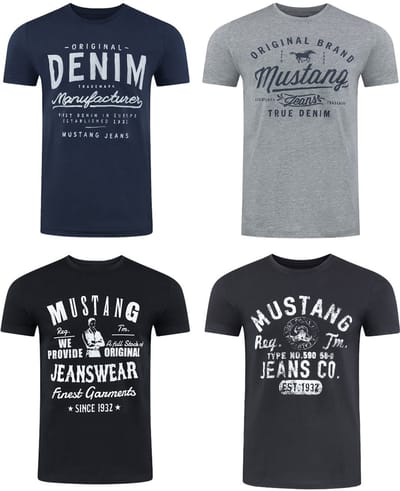 Mustang Heren T-Shirt 4er Pack regular fit Veelkleurig M Ronde Hals Volwassenen gemaakt van 100% katoen