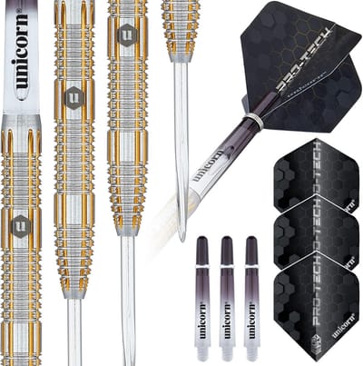 Steeltip Dartpijlen 22g - 90% Tungsten Barrel met Gouden Accenten en Punten