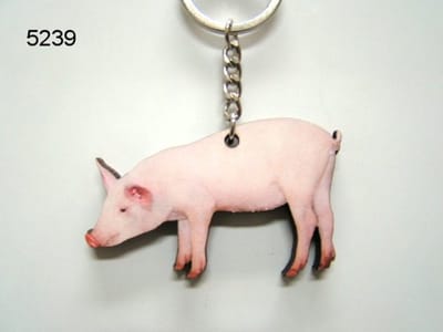 Geharo Houten Sleutelhanger Varken – 4 x 6 cm - met Afbeelding