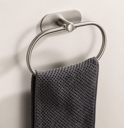 FSW-Products Handdoekring Zelfklevend Ovaal – Geborsteld RVS – Zonder Boren – 22 x 13 cm