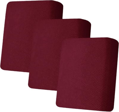 Stretch Bank Kussenhoezen Set van 3 - XL Zitkussenhoezen met Elastische Bodem - Wijnrood