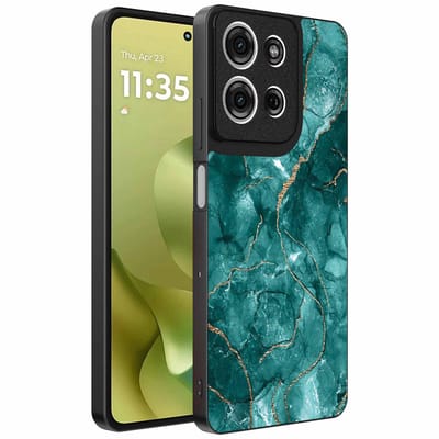 Geschikt voor Motorola Moto G86 Telefoonhoesje met marmer opdruk - TPU backcover case marble design - Goud Groen - Smartphonica geschikt voor Motorola Moto G86