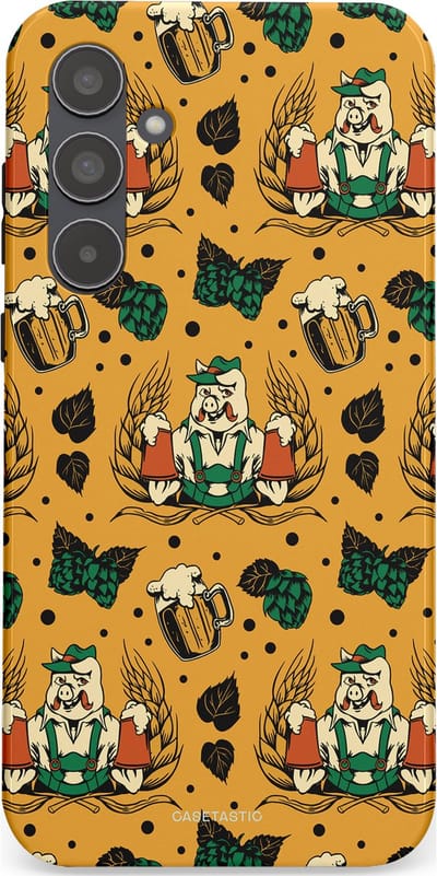 Casetastic hoesje geschikt voor Samsung Galaxy A55 - Dubbellaagse bescherming - Oktoberpret - Fashion Case - Goud Taupe Donkergroen Donkergrijs