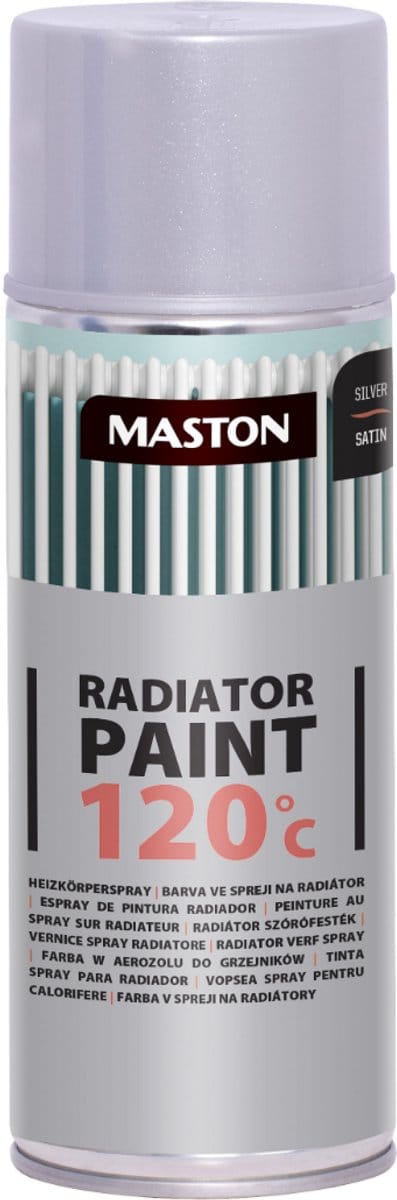 Maston Radiator Paint - radiatorlak - zilver - zijdeglans - spuitverf - 400 ml - spuitbus verf - radiator verf