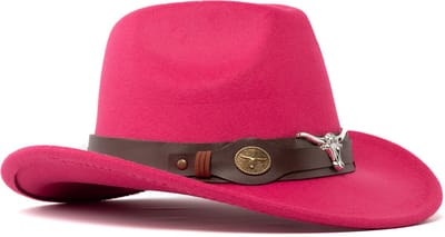 KIMU® Cowboyhoed Roze Kinderen Stier - Cowboy Western Hoed Stierenkop Meisje Candy - Cowgirl Zilveren Bull Yellowstone Festival