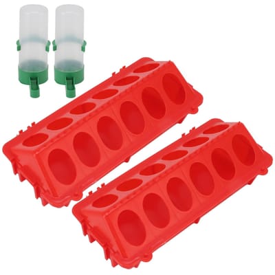 2-delige Flip Top Chick Birds Water Feeder PP Kippenbak Automatische Feeder met Spatwaterdichte Deksel red