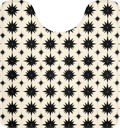 WC mat met uitsparing 55x60 cm - Antislip - Stervormen - Geometrisch - Zwart - Toiletmat met uitsnijding - Vloermat - Douchemat - Toilet tapijt - Toiletmatten