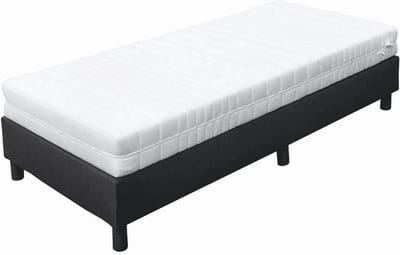 Eenpersoons Boxspring Antraciet - Pocketvering box - + Pocketvering Matras Koudschuim 20 cm - HR 45 - Medium ligcomfort - Ultiem slaapcomfort 70x190