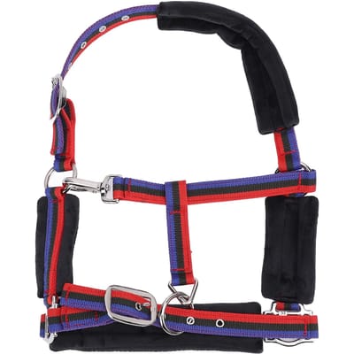 Haltere pour cheval en nylon résistant à l'usure, confortable, réglable au menton et à la gorge, pour l'entraînement équestre Medium Suitable for 1.1 - 1.3m / 3.6 - 4.3ft black