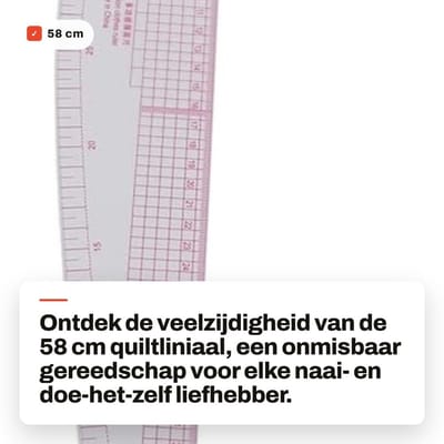Dailygoods- Quiltliniaal 58 cm - Gebogen Liniaal - Kunststof - Naaien/Borduren - Multifunctioneel - Huishouden - Naailiniaal
