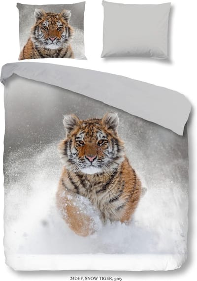Good Morning Dekbedovertrek "Snow Tiger" - Grijs - (140x200/220 cm)