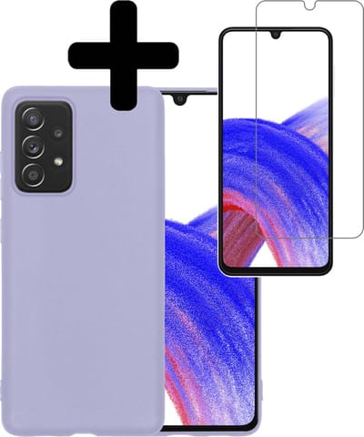 Hoesje - Met Screenprotector - Geschikt voor Samsung Galaxy A33 - Sterk & Shockproof - Back Cover - Siliconen Case - Telefoon Hoes - Telefoonhoesjes - Lila