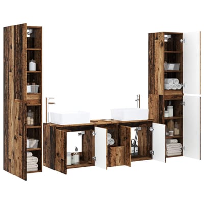 vidaXL - Badkamermeubel - Set - 5 - st - Oud - hout - 33 - x - 34,5 - x - 160 - cm
