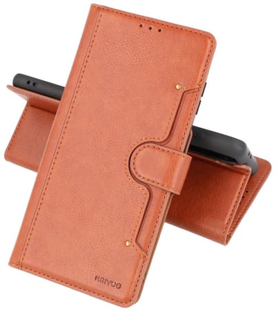 KAIYUE - Luxe Portemonnee Hoesje - Pasjeshouder Telefoonhoesje - Wallet Case - Geschikt voor Samsung Galaxy S21 Plus - Bruin