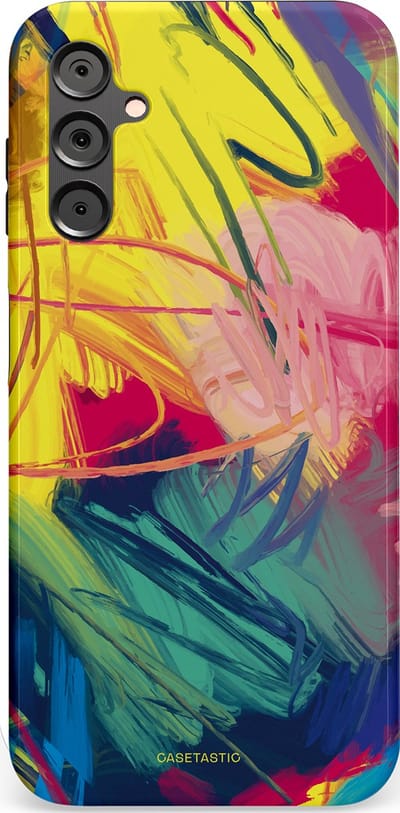 Casetastic Hoesje Geschikt voor Samsung A14 (5G/4G) - Stijlvolle Beschermende Duo-layer Case - Kleurenstorm