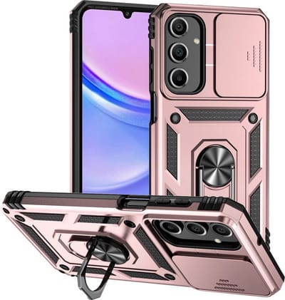 Coverup Hoesje - Geschikt voor Samsung Galaxy A16 Hoesje - Coverup Ring Kickstand Back Cover met Camera Shield - Rose Gold