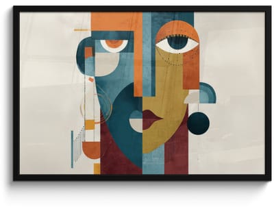 Poster in lijst - Fotolijst 90x60 cm - Posters - Geometrisch - Strakke vormen - Kleurrijk - Posterlijst zwart - Decoratie - Wanddecoratie woonkamer - Muurdecoratie slaapkamer