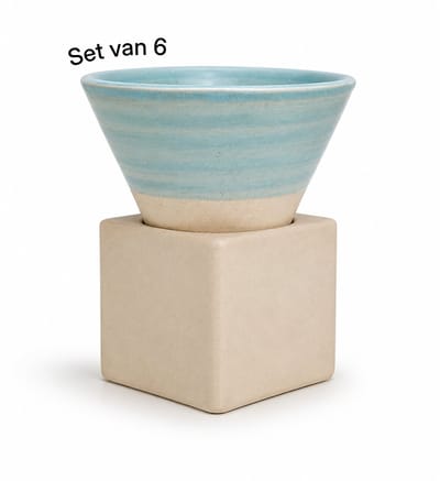 Proefer Design Espressokopjes Aqua Set van 6 - Handgemaakt Keramiek 120ml - Koffiekopjes met Vierkante Basis - Minimalistische Espresso Cappuccino Kopjes - Woonaccessoire Cadeau