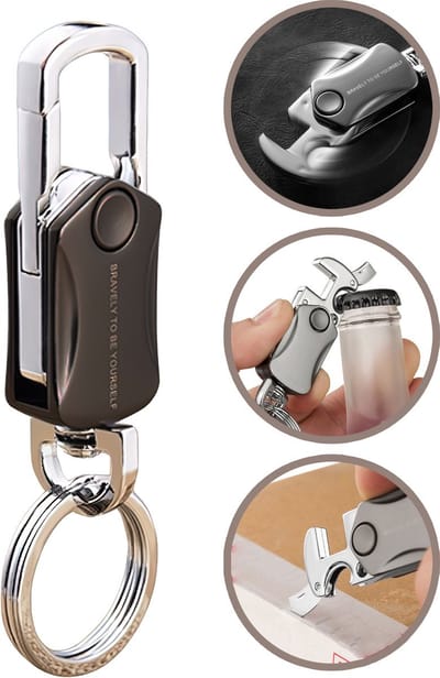 Ainy - Spinner Sleutelhanger ring | Multitool Gereedschap | gadgets zakmes | Fidget Toys met sleutelringen | bieropener | flesopener | survival kit keychain | RVS Quick release auto sleutelhangers volwassenen | multitools accessoires