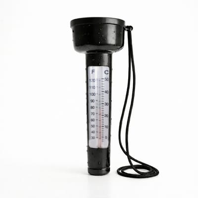 Huntex Analoge Zwembad Thermometer Zwart – Drijvende Waterthermometer met Koord – Celsius & Fahrenheit – Voor Zwembad en Tuinzwembad