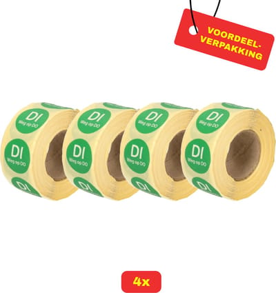 4 X HACCP datumstickers met Di weg op Do - 4 x 500 stickers - Voordeelverpakking!