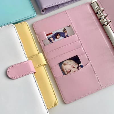 Classeur en cuir Pu A5 couleur bonbon, cartes Photo, mignon, idole à feuilles mobiles, Album Kpop, stockage de photos, livre, couverture de Journal, papeterie scolaire rose