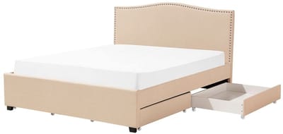 MONTPELLIER - Bed met opbergruimte - Beige - 160 x 200 cm - Polyester