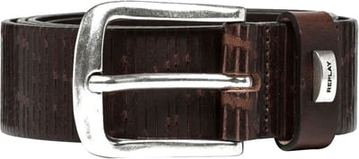 REPLAY Leren Riem Belt W100 Fade Tobacco Donkerbruin