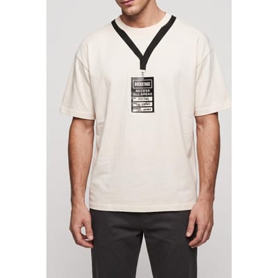 The Kooples Short-sleeved T-shirt With Print On The Front Ecru Maat: M | T-shirts met Print Outlet | Heren | Ecru