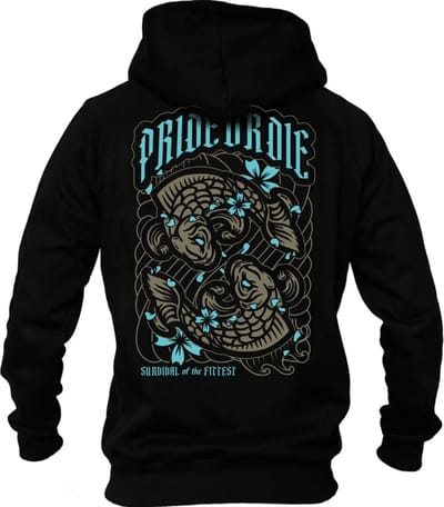 PRIDE or DiE Hoody Sweater SURVIVAL OF THE FITTEST Zwart - XXXL