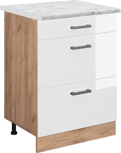 Vicco R-Line Keukenonderkast – 60 cm WB Marmer Wit Hoogglans
