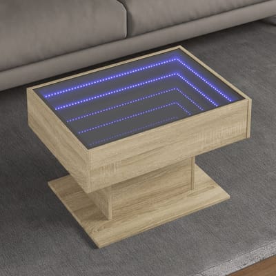 vidaXL - Salontafel - met - LED - 70x50x45 - cm - bewerkt - hout - sonoma - eikenkleurig