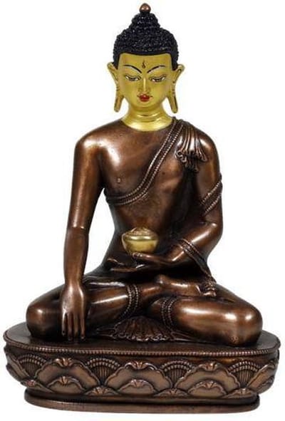 Yogi & Yogini naturals Shakyamuni Buddha antique style golden pot (20 cm)