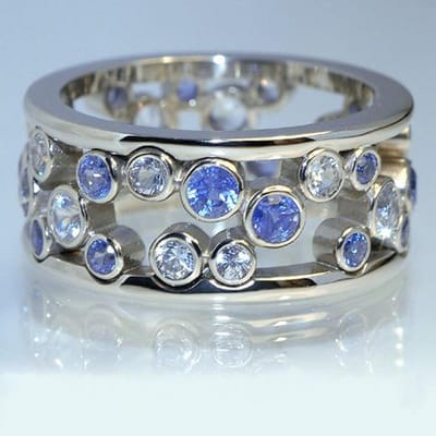 Huitan Uitgesneden Grote Kleine Blauwe Witte Steen Afwisselend Nieuw Ontwerp Dames Vingerring Dansfeest Veelzijdige Stijl Mode Sieraden 6 gray