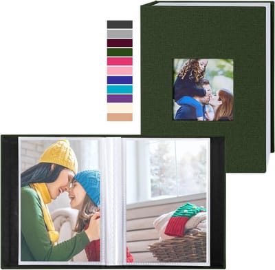 Fotoalbum 10 x 15 cm - Set van 200 - Mini linnen in groen - Ideaal voor portretten en herinneringen