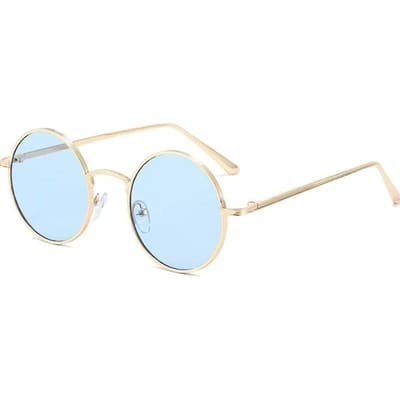 Lunettes de Soleil Punk Rétro Vintage Monture Métallique Ronde Verre Coloré Lunettes de Mode pour Hommes Femmes Lunettes de Soleil Gafas Sol Mujer white