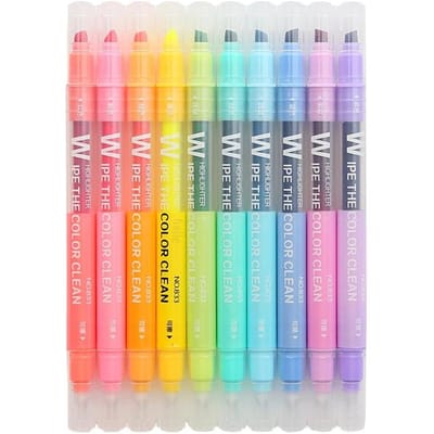10 Couleurs Marqueur Fluorescent Effaçable Double Pointe Pastel Stylo Art Dessin Gribouillage Fournitures Scolaires gray