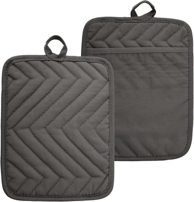 ByShane - Pannenlap katoen antislip voor keuken - hangbaar - wasbaar - rookgrijs - 2 stuks