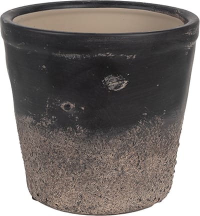 Keramiek Bloempot voor Binnen – Zwart – Rustieke Pot – Ø 15 cm – Keramiek