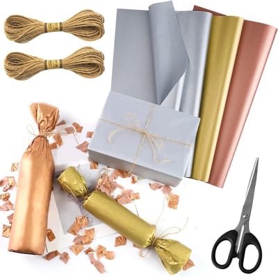 Metalen Tissuepapier voor Cadeauverpakking en DIY Knutselen - 60 Vellen in Roze Goud en Zilver (50 x 35 cm) voor Bruiloften en Verjaardagen