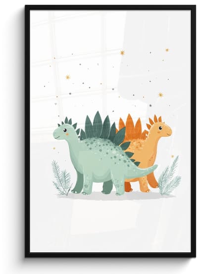 Poster in lijst - Fotolijst 80x120 cm - Posters - Planten - Sterren - Dinosaurussen - Oranje - Posterlijst zwart - Decoratie - Wanddecoratie woonkamer - Muurdecoratie slaapkamer